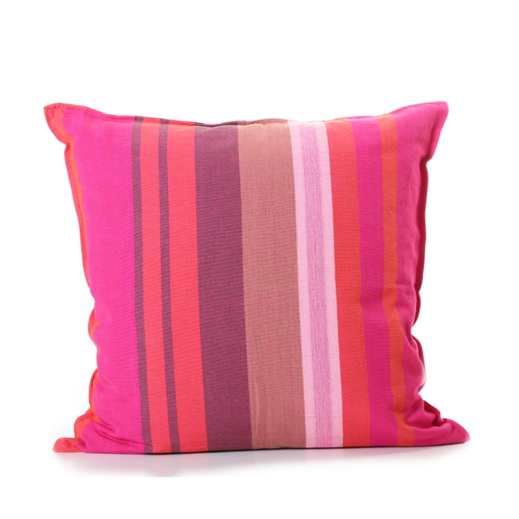 bright stripe handwoven cotton cushion