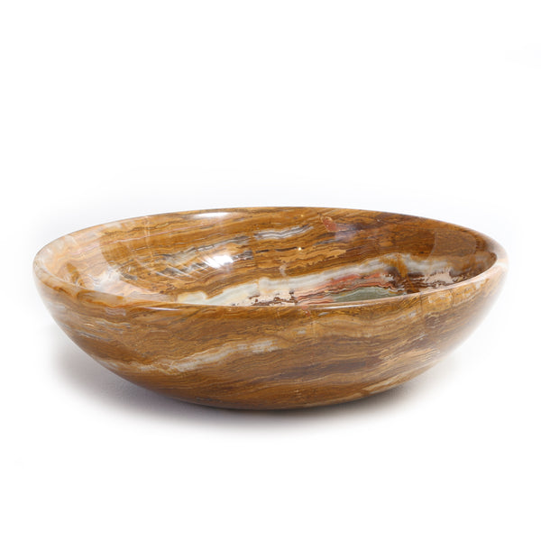 large round marble bowl - brown