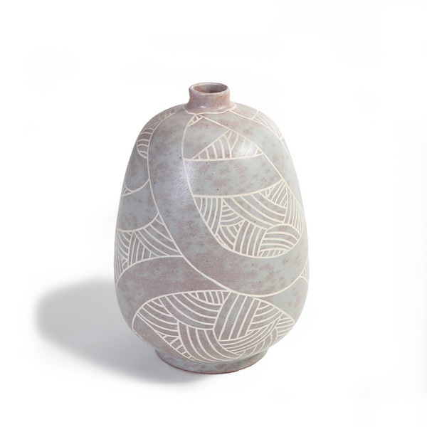 vintage japanese vase hagi? w porcelain slip decoration