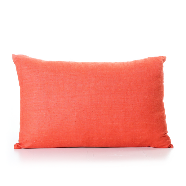 linen cushion with hand block print panel