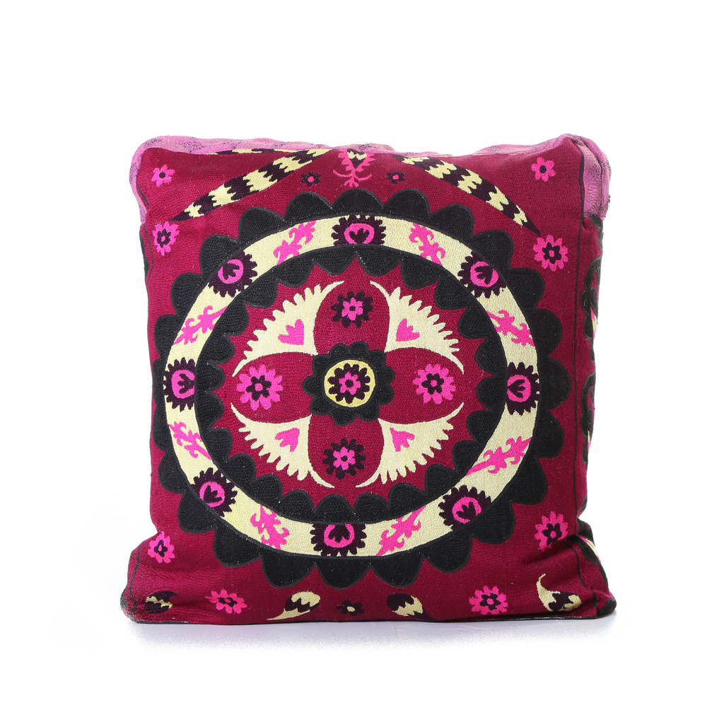 suzani hand-embroidered cushion