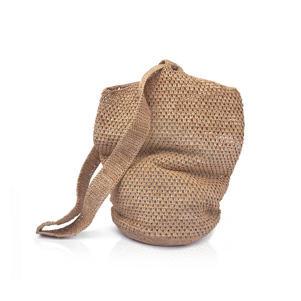 crocheted cross-body bag - tea