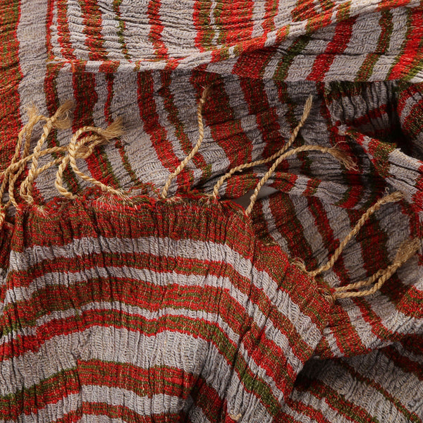 ahimsa silk in red/green/grey stripe