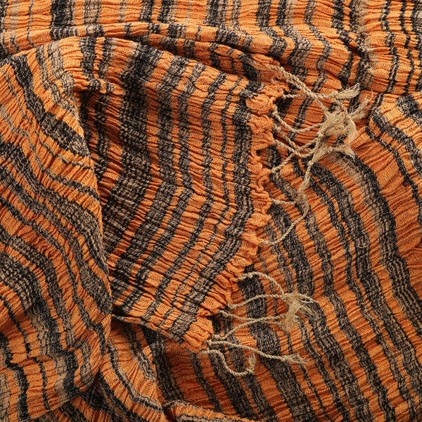 ahimsa silk in orange / black stripe