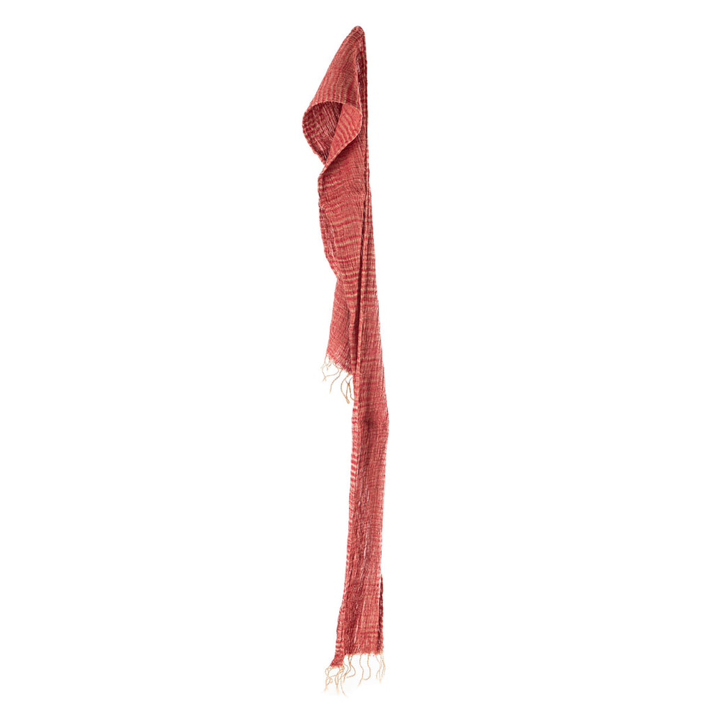 ahimsa silk in red / sand stripe