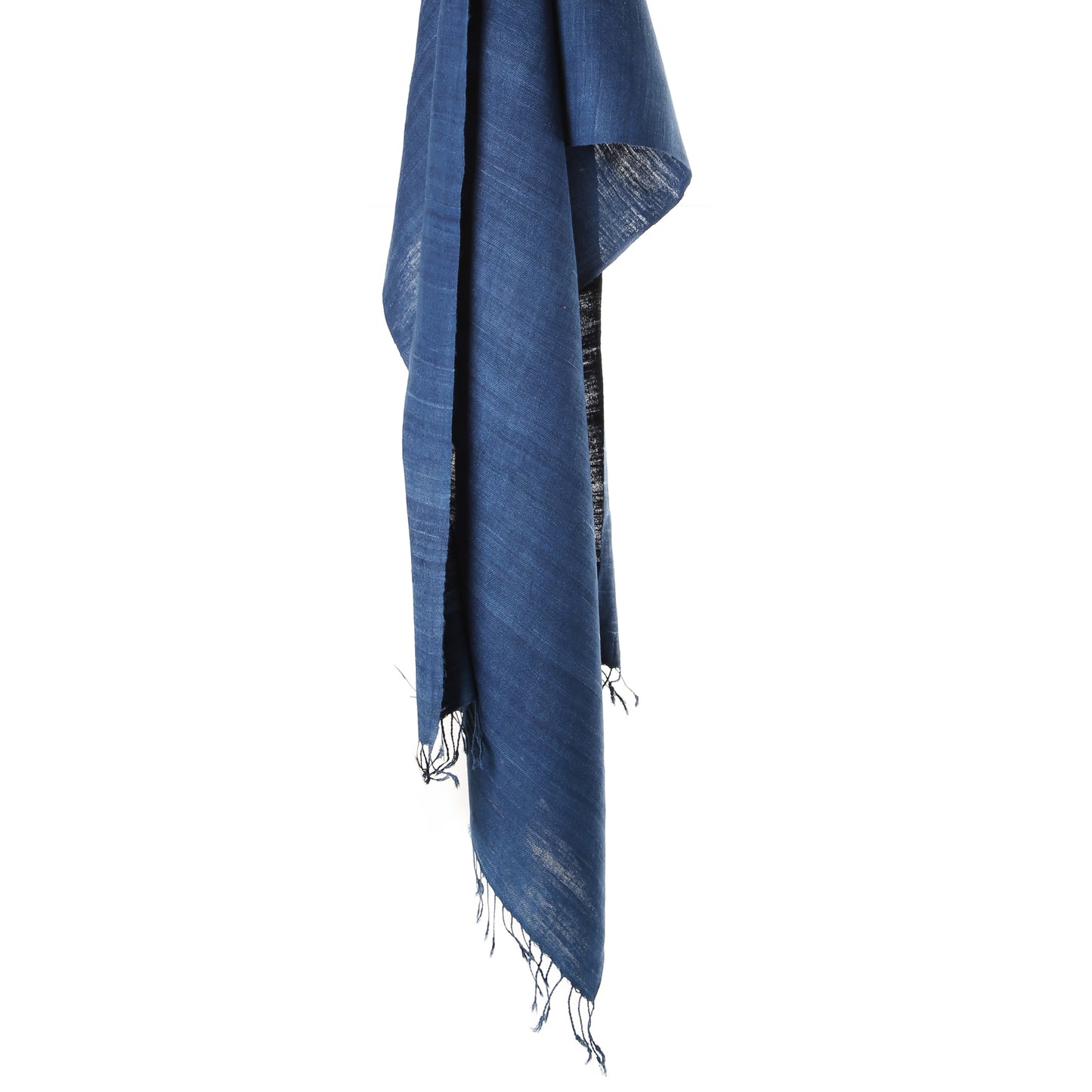 eri ahimsa silk handspun and handwoven scarf with natural indigo from assam