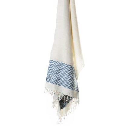 eri ahimsa silk handspun and handwoven scarf in assam - chevron