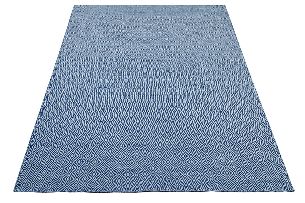 navy bulbul - 100% wool pile dhurrie with concealed cotton warp
