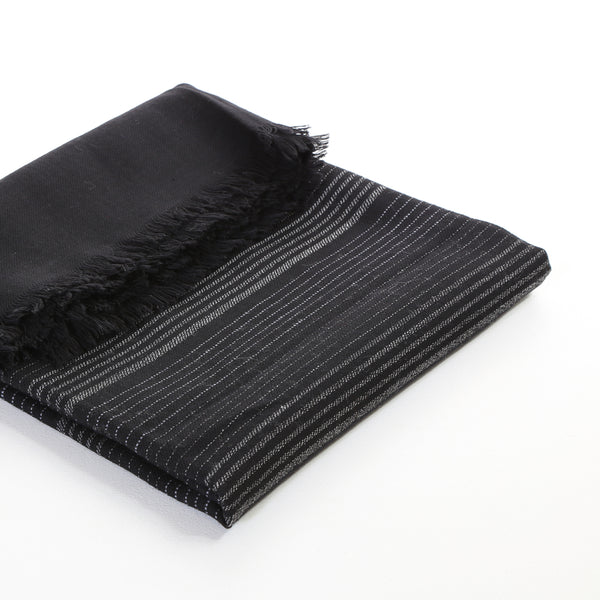 handwoven wool black/grey throw 250 x 125 cm gentle wash  under 40°
