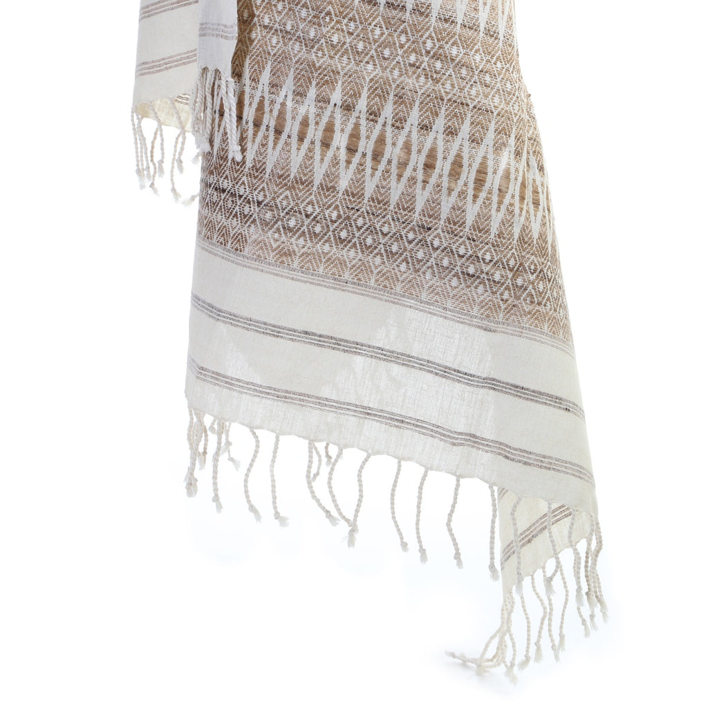 eri ahimsa silk handspun and handwoven scarf in assam - natural diamant 65x200 cm dry clean only