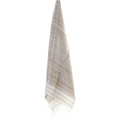 eri ahimsa silk handspun and handwoven scarf in assam - natural flower - 65 x 200 cm dry clean only