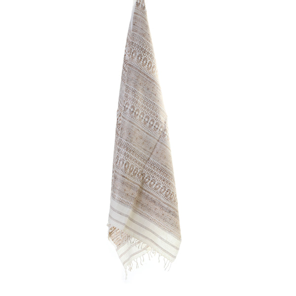 eri ahimsa silk handspun and handwoven scarf in assam - natural flower - 65 x 200 cm dry clean only