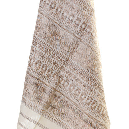 eri ahimsa silk handspun and handwoven scarf in assam - natural flower - 65 x 200 cm dry clean only