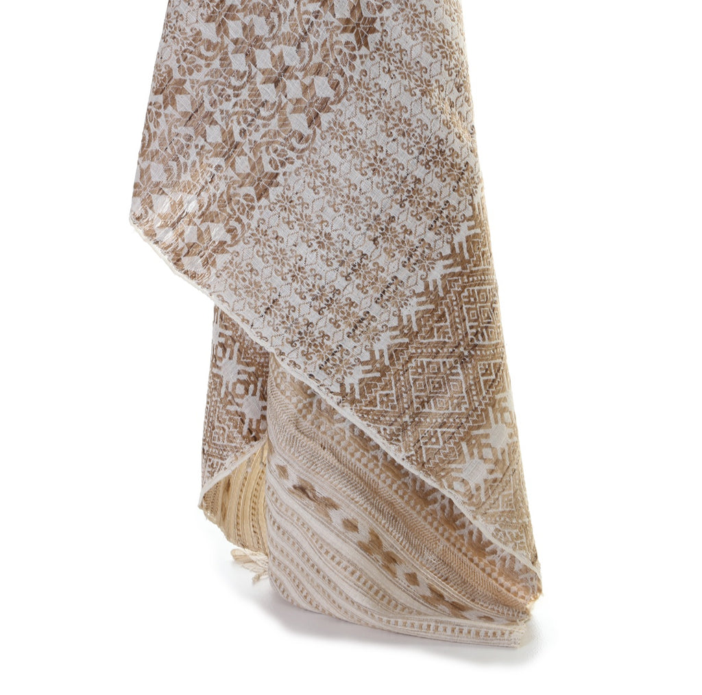 eri ahimsa silk handspun and handwoven scarf in assam - natural star 65x200cm  dry clean only