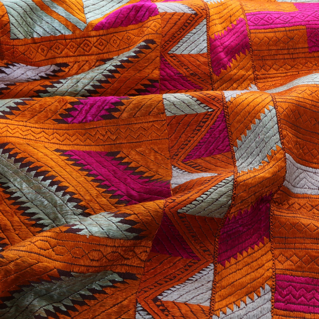 phulkari bagh - vintage punjabi wedding shawl 260x120 cm