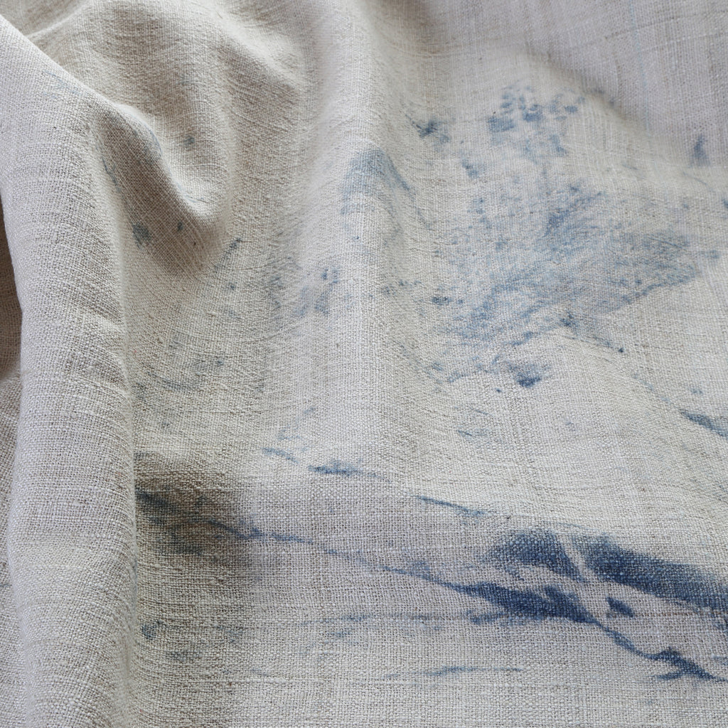 thicker assam eri silk handspun + handwoven natural indigo 240x230 cm hand wash cold water