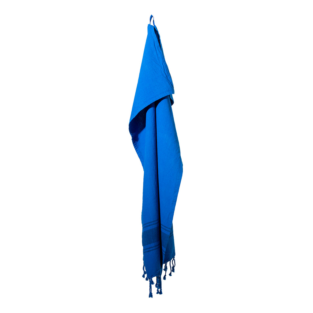 blue fringed towels organic cotton - wash under 40°C with similar colours