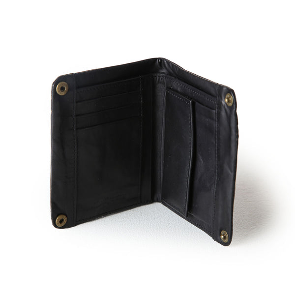 zip detail leather wallet, small black