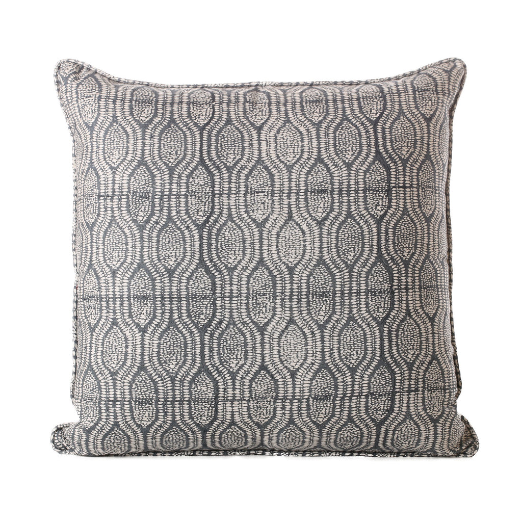 blockprinted linen cushion - pomelo slate 1x qty
